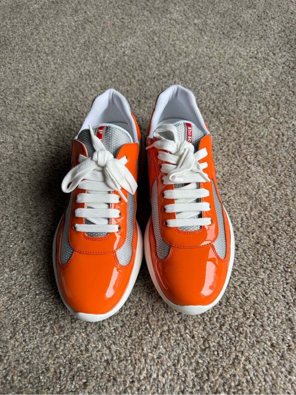 Men Orange Prada Sneakers